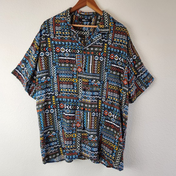 Nova Men Size XL NWT Tribal Multicolor Button Front Casual Shirt NovaMen - Picture 1 of 5